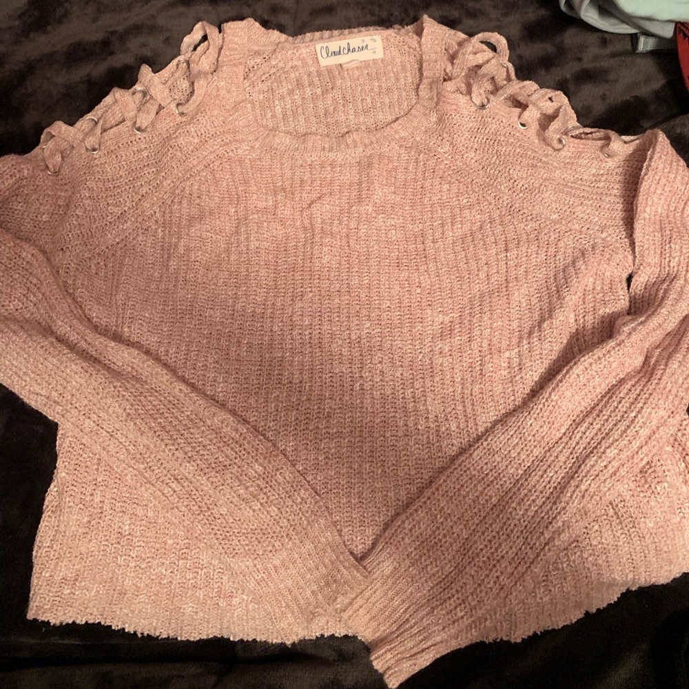 criss cross sleeve sweater
